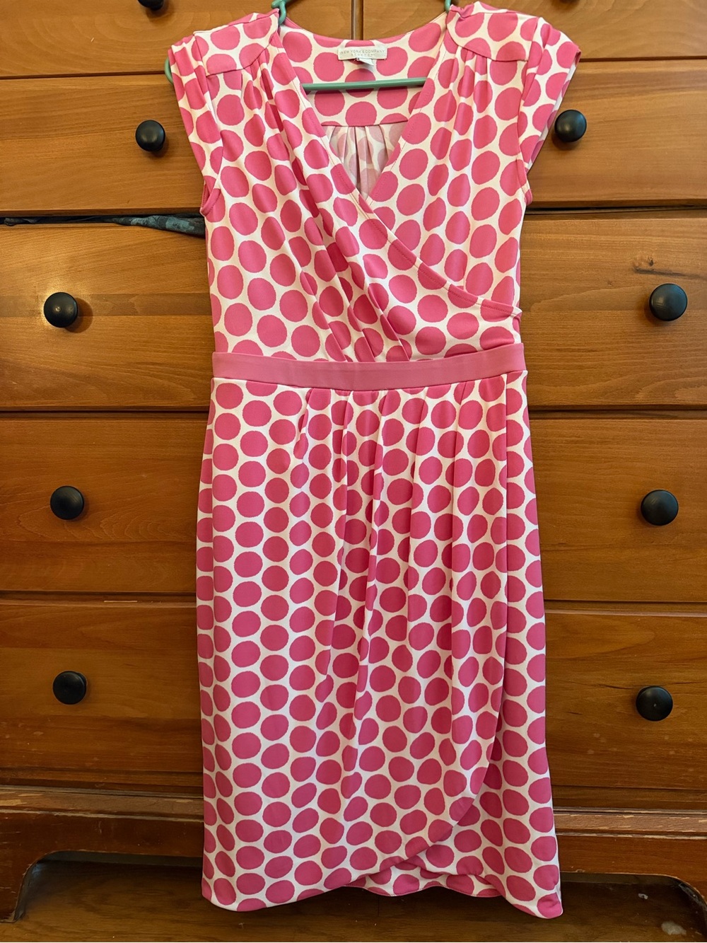 New York & Company Pink Polka Dot Women's Wrap Dress